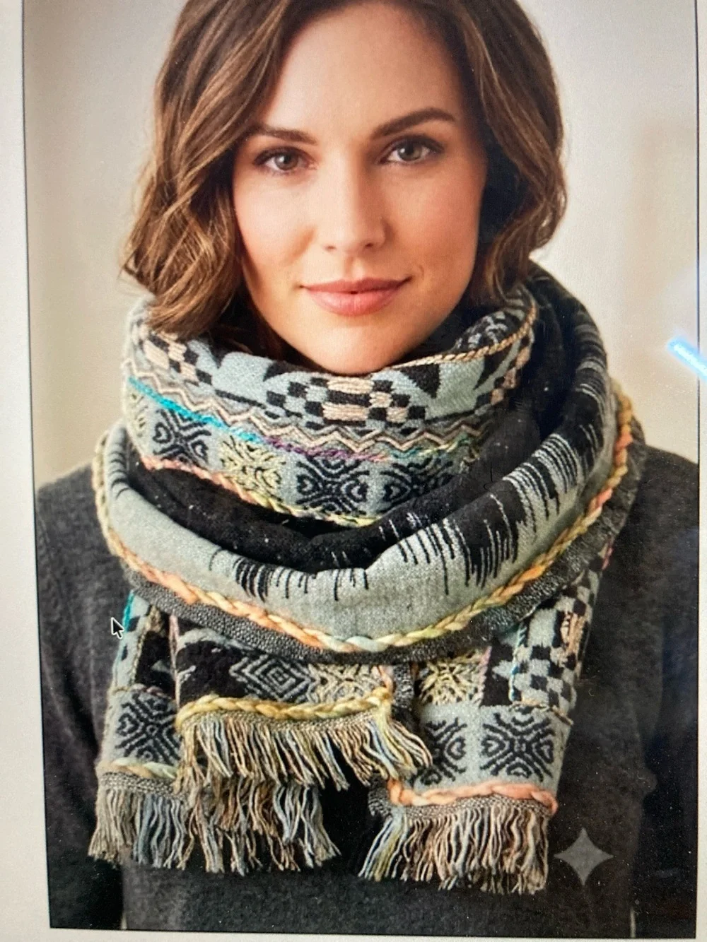 Elegant Additions Silk Fleur Blanket Scarf Wrap Boho Tribal Knit